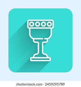 White line Medieval goblet icon isolated with long shadow. Holy grail. Green square button. Vector