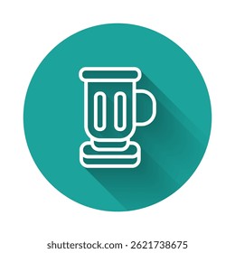 White line Medieval goblet icon isolated with long shadow background. Green circle button. Vector