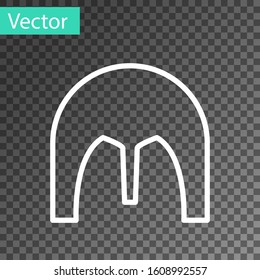 White line Medieval iron helmet for head protection icon isolated on transparent background.  Vector Illustration