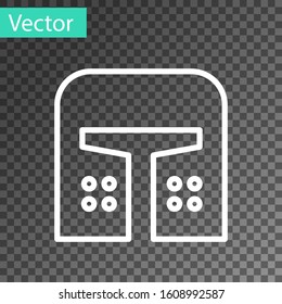 White line Medieval iron helmet for head protection icon isolated on transparent background.  Vector Illustration