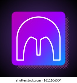 White line Medieval iron helmet for head protection icon isolated on black background. Square color button. Vector Illustration