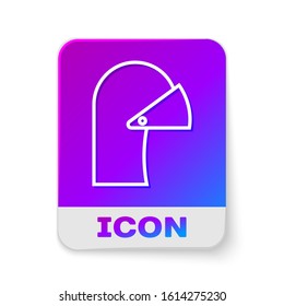 White line Medieval iron helmet for head protection icon isolated on white background. Rectangle color button. Vector Illustration