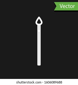 White line Medieval spear icon isolated on black background. Medieval weapon.  Vector Illustration