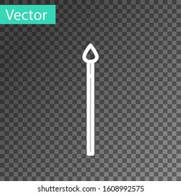 White line Medieval spear icon isolated on transparent background. Medieval weapon.  Vector Illustration