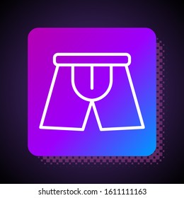 White line Men underpants icon isolated on black background. Man underwear. Square color button. Vector Illustration