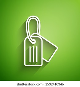 White line Military dog tag icon isolated on green background. Identity tag icon. Army sign.  Vector Illustration