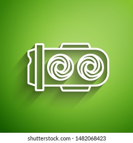 White line Mining farm icon isolated on green background. Cryptocurrency mining, blockchain technology, digital money market, cryptocoin wallet.  Vector Illustration