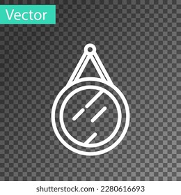 Weiße Linie Mirror Symbol einzeln auf transparentem Hintergrund.  Vektorgrafik