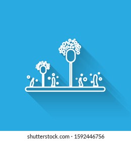 White line Mold icon isolated with long shadow.  Vector Illustration