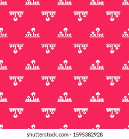 White line Mold icon isolated seamless pattern on red background.  Vector Illustration