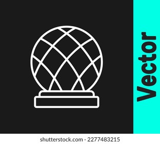 White line Montreal Biosphere icon isolated on black background.  Vector