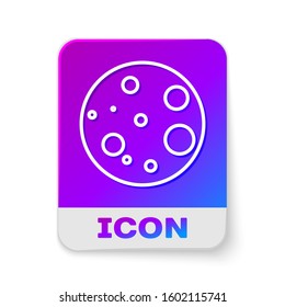 White line Moon icon isolated on white background. Rectangle color button. Vector Illustration