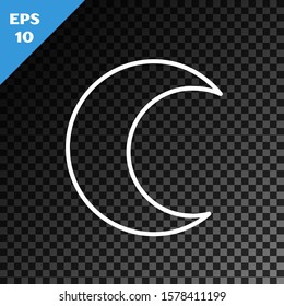 White line Moon and stars icon isolated on transparent dark background.  Vector Illustration