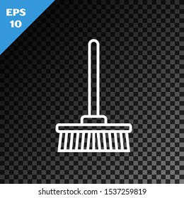 White line Mop icon isolated on transparent dark background. Cleaning service concept.  Vector Illustration