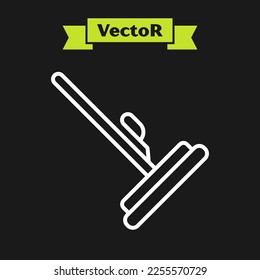 White line Mop icon isolated on black background. Cleaning service concept.  Vector