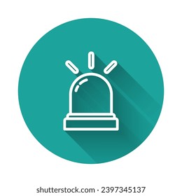 White line Motion sensor icon isolated with long shadow. Green circle button. Vector