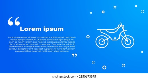 White line Mountain bike icon isolated on blue background.  Vector Illustration