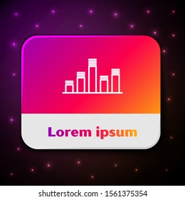 White line Music equalizer icon isolated on black background. Sound wave. Audio digital equalizer technology, console panel, pulse musical. Rectangle color button. Vector Illustration