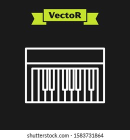 White line Music synthesizer icon isolated on black background. Electronic piano.  Vector Illustration