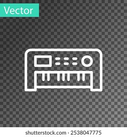 White line Music synthesizer icon isolated on transparent background. Electronic piano.  Vector