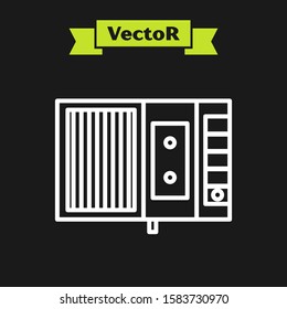 White line Music tape player icon isolated on black background. Portable music device.  Vector Illustration