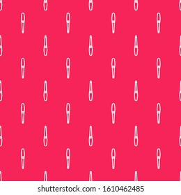 White line Nail file icon isolated seamless pattern on red background. Manicure tool.  Vector Illustration