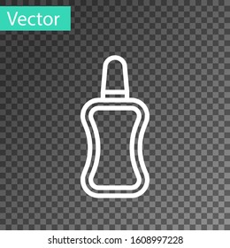 White line Nail polish bottle icon isolated on transparent background.  Vector Illustration