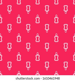 White line Nail polish bottle icon isolated seamless pattern on red background.  Vector Illustration