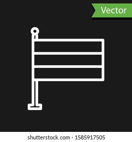 White line National Germany flag icon isolated on black background.  Vector Illustration