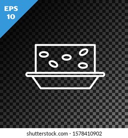White line Nougat with nuts icon isolated on transparent dark background.  Vector Illustration