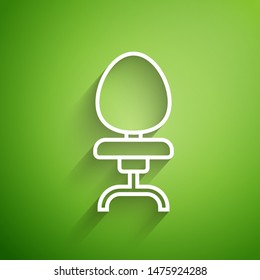 White line Office chair icon isolated on green background.  Vector Illustration