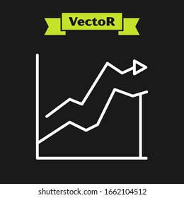 White line Oil price increase icon isolated on black background. Oil industry crisis concept.  Vector Illustration