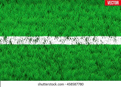 White line on grass field. Closeup For various sport background. Editable Vector illustration Isolated on background.