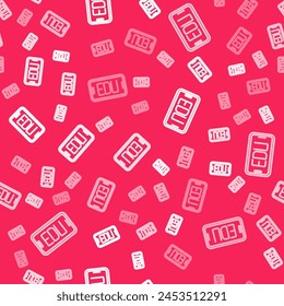 White line Online education and graduation icon isolated seamless pattern on red background. Online teacher on monitor. Webinar and video seminar learning.  Vector