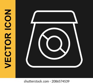 White line Online ordering and fast food delivery icon isolated on black background.  Vector