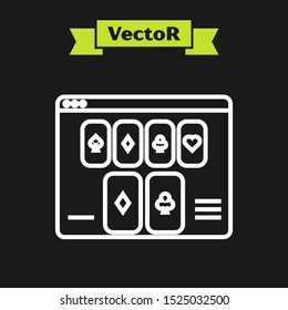 White line Online poker table game icon isolated on black background. Online casino.  Vector Illustration