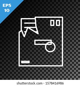 White line Ordered envelope icon isolated on transparent dark background. Email message letter symbol.  Vector Illustration