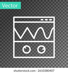 White line Oscilloscope measurement signal wave icon isolated on transparent background.  Vector