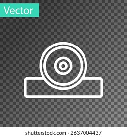 White line Otolaryngological head reflector icon isolated on transparent background. Equipment for inspection the patients ear, throat and nose.  Vector