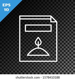 White line A pack full of seeds of a specific plant icon isolated on transparent dark background.  Vector Illustration