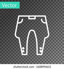 White line Pants icon isolated on transparent background.  Vector Illustration