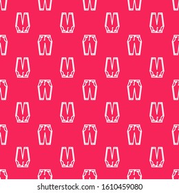 White line Pants icon isolated seamless pattern on red background.  Vector Illustration