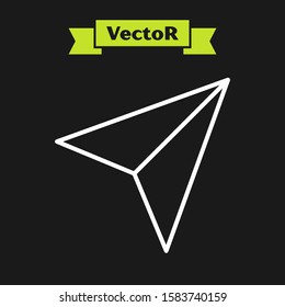 White line Paper airplane icon isolated on black background.  Vector Illustration