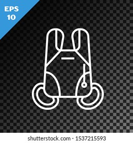 White line Parachute icon isolated on transparent dark background. Extreme sport. Sport equipment.  Vector Illustration