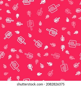 White line Parking icon isolated seamless pattern on red background. Street road sign.  Vector