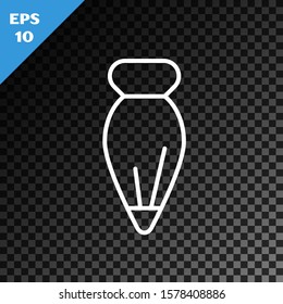 White line Pastry bag for decorate cakes with cream icon isolated on transparent dark background. Kitchenware and utensils.  Vector Illustration