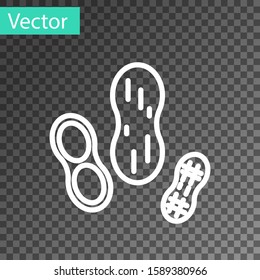 White line Peanut icon isolated on transparent background.  Vector Illustration