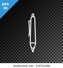 White line Pen icon isolated on transparent dark background.  Vector Illustration