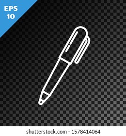 White line Pen icon isolated on transparent dark background.  Vector Illustration
