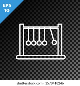 White line Pendulum icon isolated on transparent dark background. Newtons cradle.  Vector Illustration